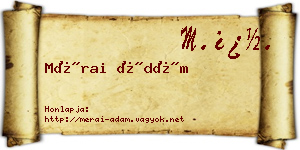 Mérai Ádám névjegykártya